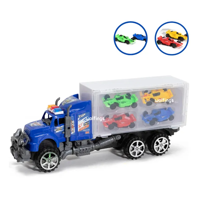 Camion A Friccion De Juguete Porta Autitos + 4 Autos Juego