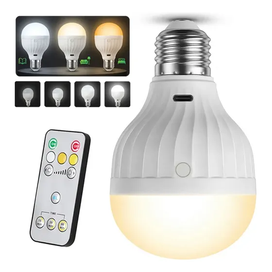 Lâmpada De Emergência Led Recarregável E27 2600mah Bivolt