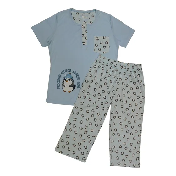 Pijama De Dama Manga Corta Capri En Polialgodón
