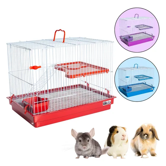Gaiola Coelho Premium Grande Com Andar Chinchila Criadouro
