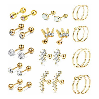 Piercing Aretesoreja Acero Inoxidable Cartílago Set 13 Pares Piercing Aretesoreja Acero Inoxidable Cartílago Set 13 Pares