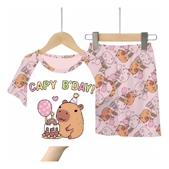 Conjunto D Playera Y Short De Capibara Rosa Capibara Ch(4-5años)