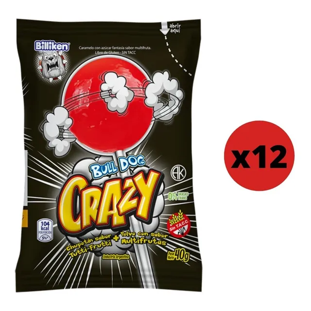 Chupetin Crazy Bull Dog X12 U *golosinas Del Sur*