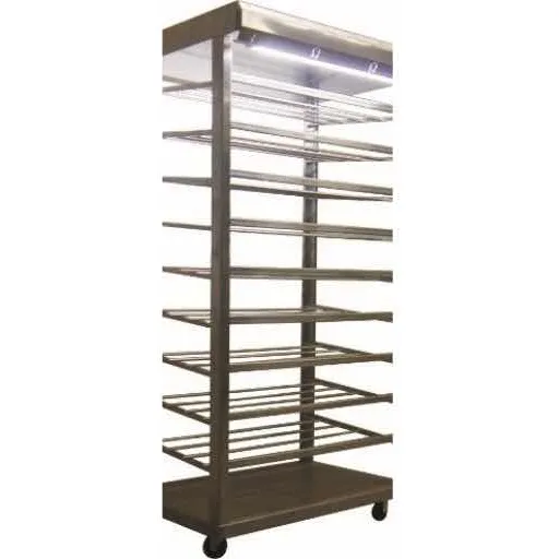 Escabiladero 10 Bandejas En Acero Inoxidable Luz Led Vidrio