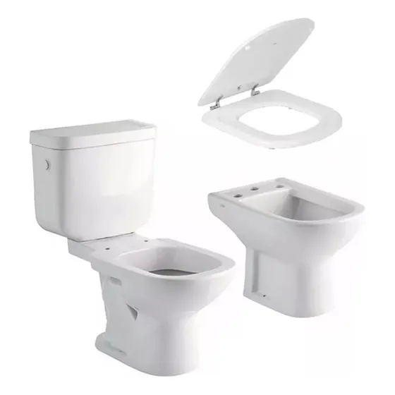 Juego Baño Ferrum Bari Largo Inodoro Deposito Bidet Y Tapa