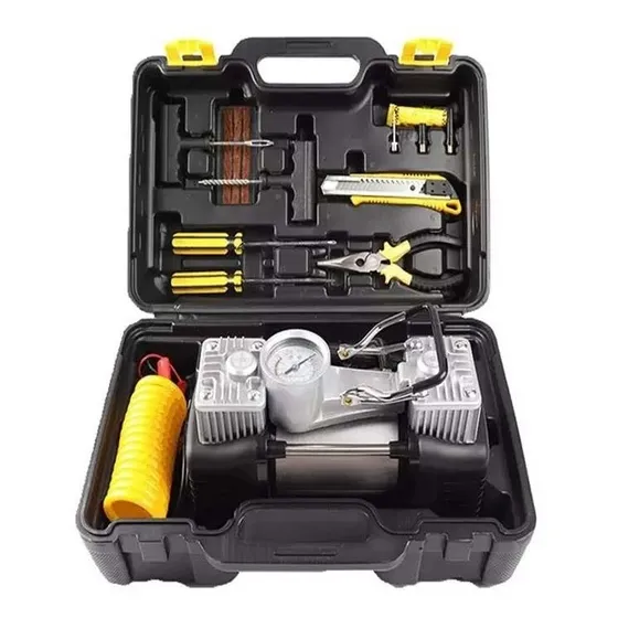 Caja Compresor Aire Doble Cilindro 12v Inflador Neumaticos Frecuencia 150psi- 212012 271016