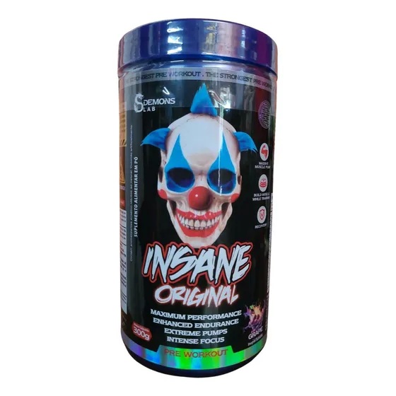 Pré Treino Insane Original 300g Demons Lab Sabor Grape