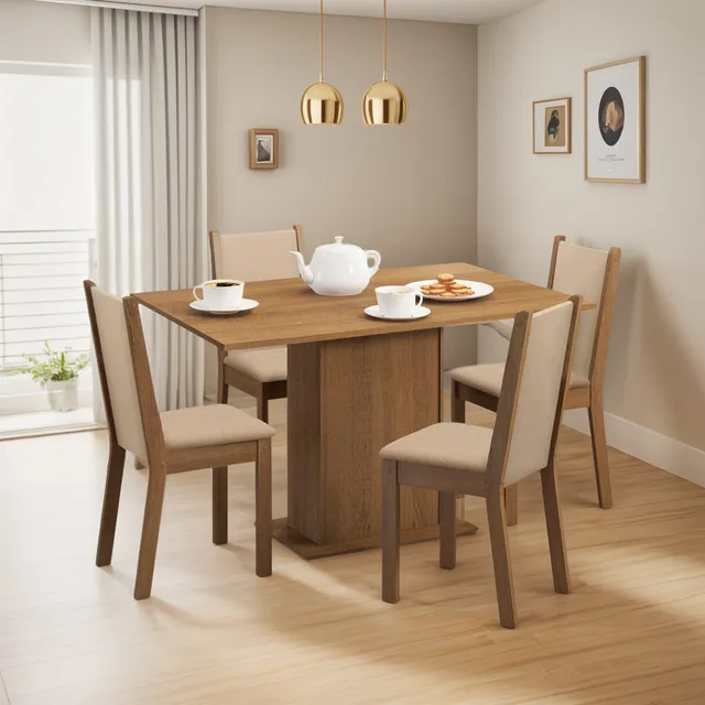 Juegocomedor Madesa Talita Mesa Tapa De Madera Con 4 Sillas