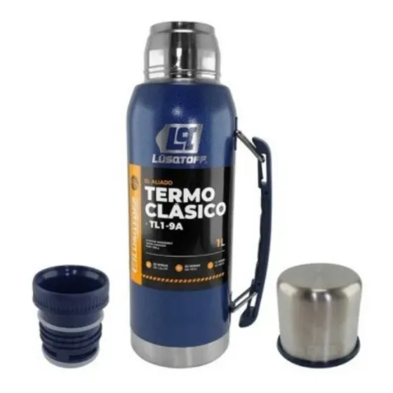 Termo Acero Inox Azul 1 Litro Frio Calor Lusqtoff Tl1-9a 