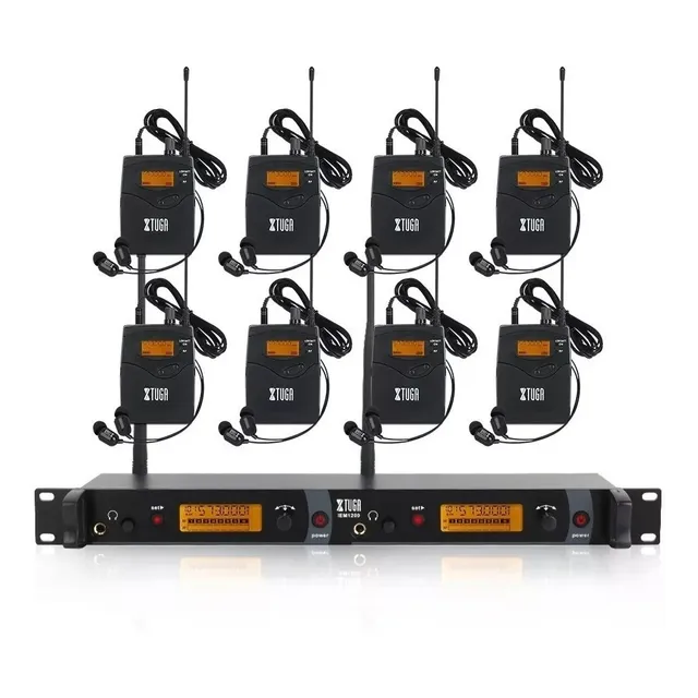 Xtuga Micrófono Inalámbrico Monitoreo 8 Monitoreo 2 Canales Color IEM1200 8 Bodypack