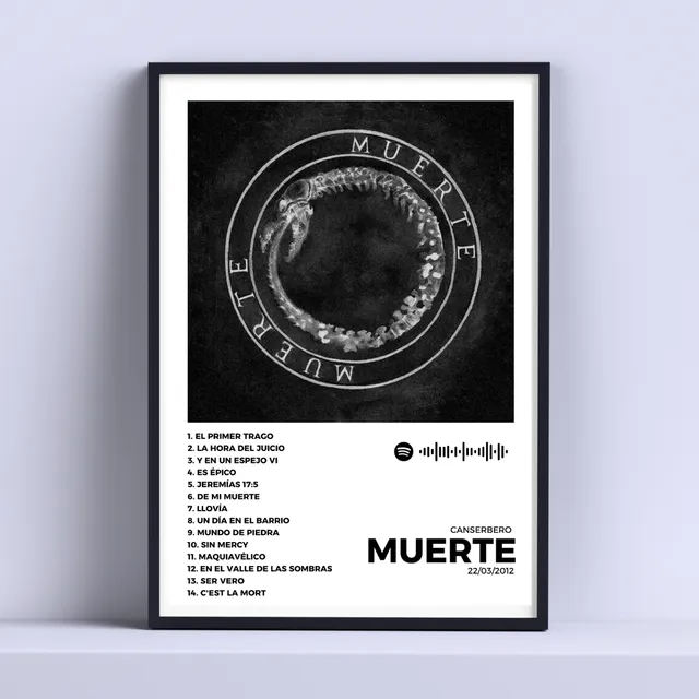 Cuadro Canserbero Muerte Disco Album  Rap 30x40cm Con Vidrio
