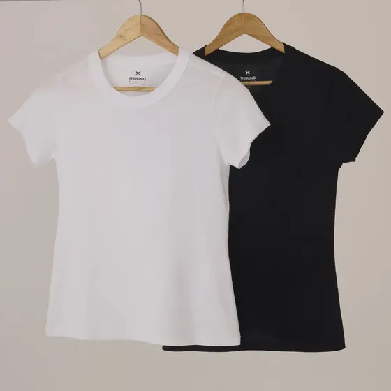 Kit Com 2 Camisetas Femininas Básicas Baby Look Hering