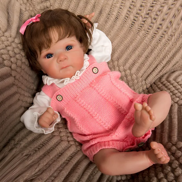 Boneca Bebe Reborn Silicone Menina Olhos Azuis Pode Dar Banh