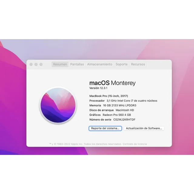 Macbook Pro 15 Inch 2017 16gb Ram 1tb Disco Duro