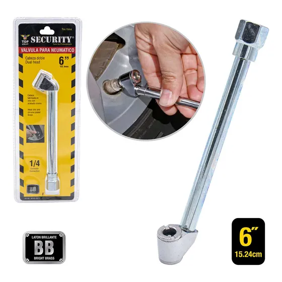 Valvula Para Neumatico 6 PLG Cabeza Doble Security.