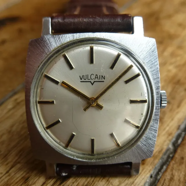 Vulcain Reloj Cuadrado Antiguo Cuerda Coleccion Rar 14920swt
