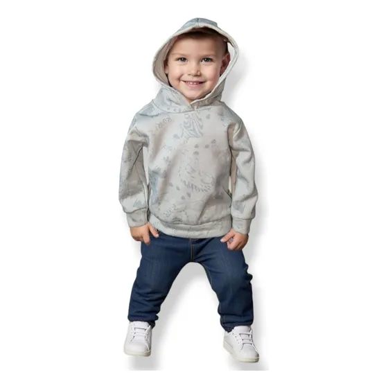 Buzo Bebe Frisa Con Capucha Estampado Dino Guimel Kids