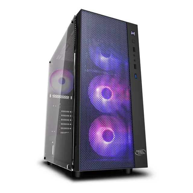 Gabinete Gamer Deepcool Matrexx 55 Mesh 4 Fans Rgb Templado Color Negro