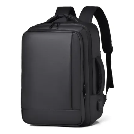 Mochila Dos Homens Com Faixa Impermeável Para Expansão Preto Liso