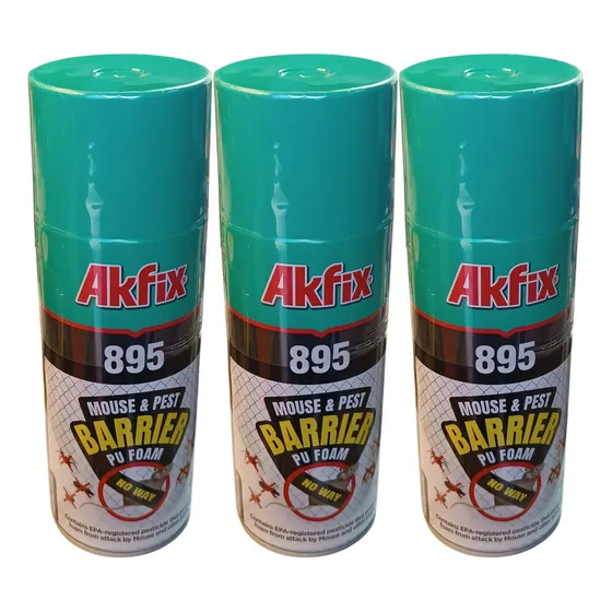 Pack 3 Espuma Pu Barrera Contra Plagas Y Ratón Akfix 400ml