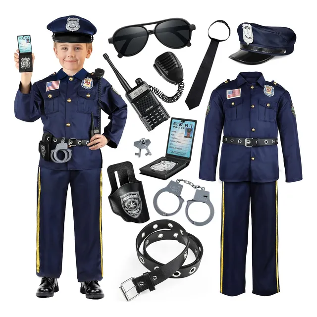 Disfraz De Policía Para Niños Con Accesorios Conjunto De Ofi