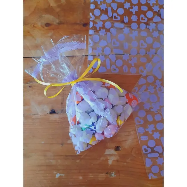 Bolsas Transparentes Estampadas Celofán Corazones 100und