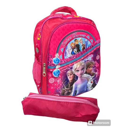 Elsa Y Ana Frozen Bolso Morral + Cartuchera Escolar Grande
