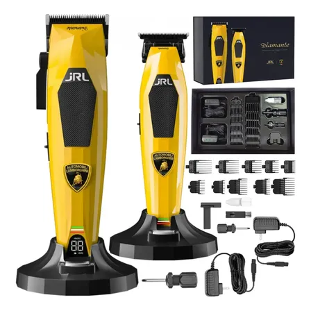 Maquina Cortar Cabelo Jrl Diamante Amarelo Sem Fio Com Lâminas Autoafiáveis 127/220v