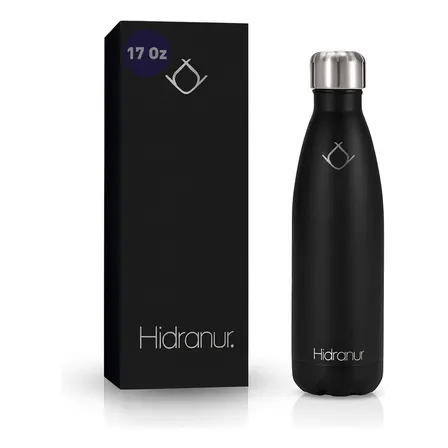 Termo De Acero Inoxidable Doble Aislamiento Térmico 17 Oz Color Negro