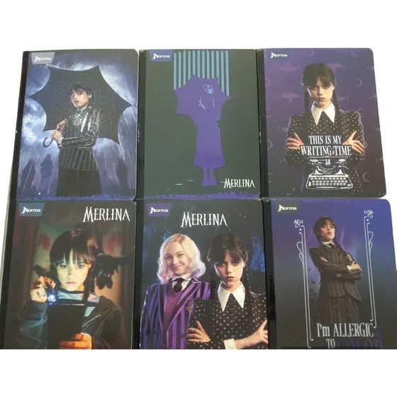 Cuadernos Cuadriculados Cosidos Merlina Addams X 100 Hojas