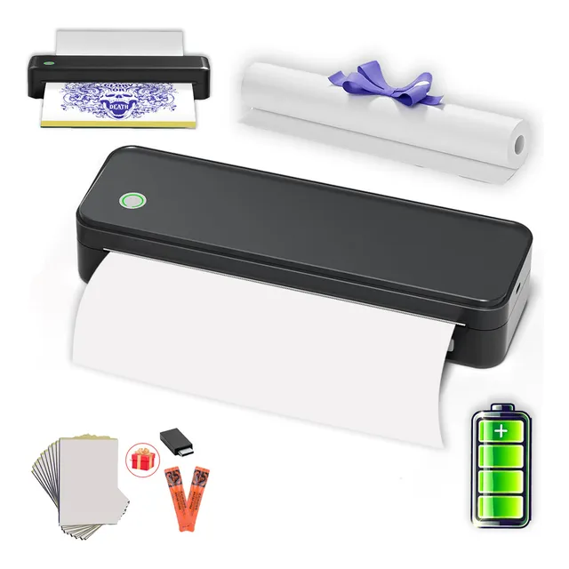 Impresora Portátil Bluetooth Aiyin A4 Color Negro Compatible Con Impresión De Papel Para Tatuajes Y Funciona Con Conexión Bluetooth O Usb