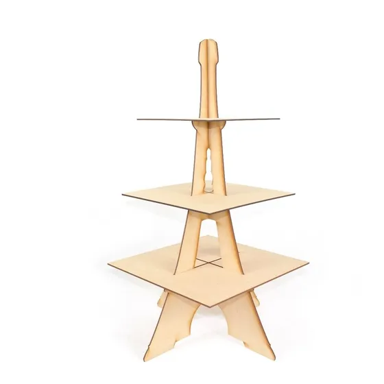 Base Cupcakes 3 Pisos Torre Eiffel Cuadrada Mdf Centro Mesa