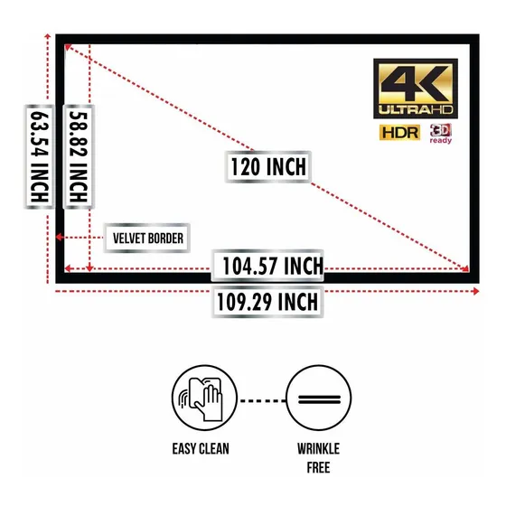 Delux Screens Pantalla Proyeccion Deen Casa 120 4k 8k 3d
