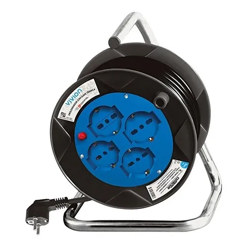 Alargue Electrico Enrollador 10 A Cable 15 M 4 Tomas Schuko