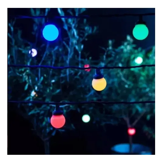 EF Varal Fio Led 5 Metros 20 Bolas 5cm Tomada Bivolt Sequencial Cor das luzes Colorida