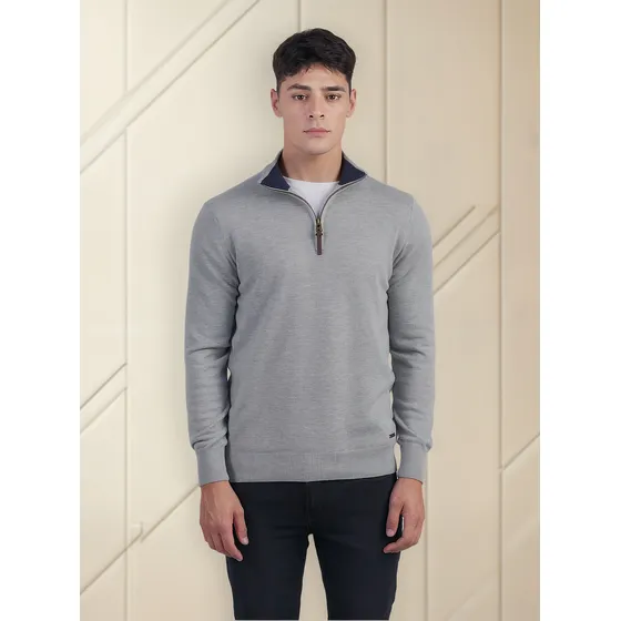Sweater Media Polera Con Cierre Hombre. Oxford Polo Club