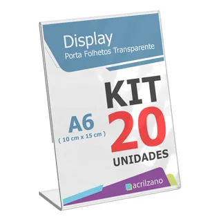 Display AcrĂlico Transparente L A6 10x15cm Kit 20 Unidades Display AcrĂlico Transparente L A6 10x15cm Kit 20 Unidades