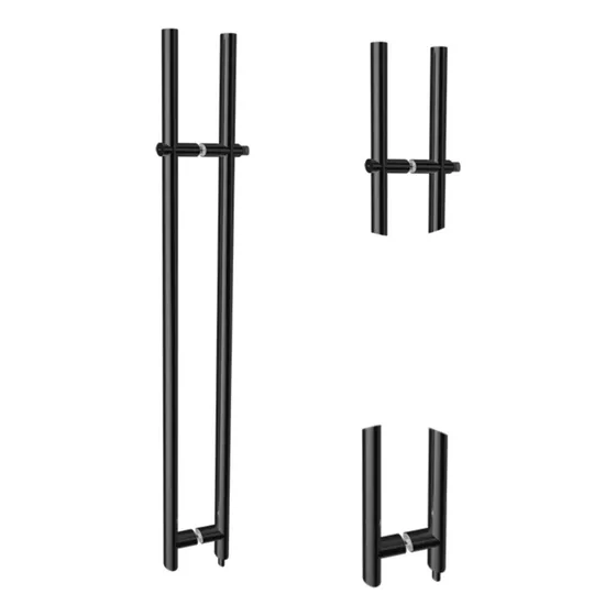 Jaladera Chapa Tipo H Puerta 150 Cm Acero Inoxidable Negra