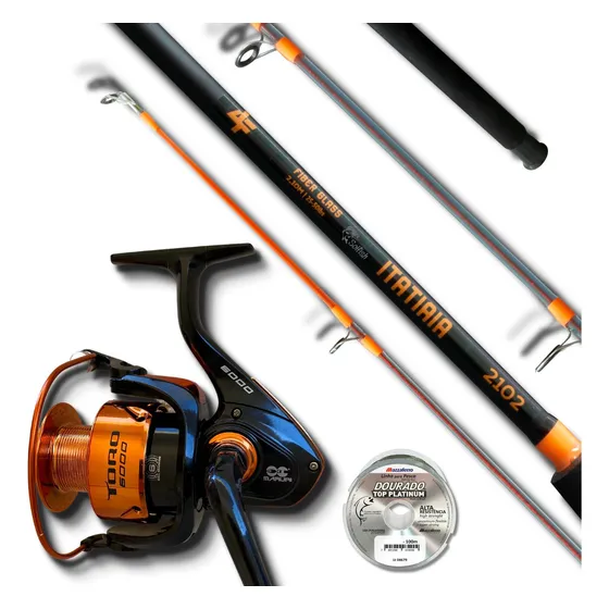Kit Pesca Vara Itatiaia 2,10m 50lbs 2p + Molinete 6000 6r