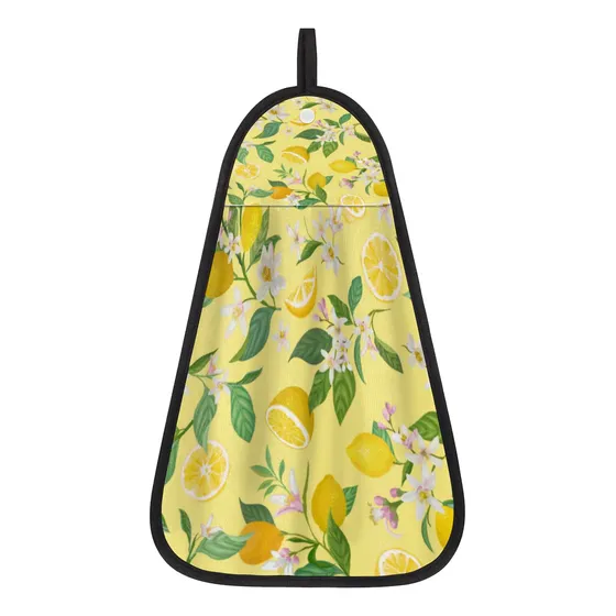 Toalla Plato Amarilla Diseño Flor Limon Lazo Para Colgar X