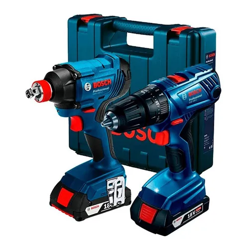 Taladro Percutor Gsb 180 + Llave De Impacto Gdx 180+maletín Color Azul