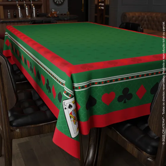 Toalha De Mesa Aveludada Para Jogos De Baralho, Poker E Truco Retangular 6 Lugares 150x220cm