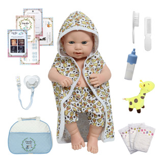 Boneco Reborn Recém Nascido Enxoval Girafinha Roupão Itens Boneco Reborn Recém Nascido Enxoval Girafinha Roupão Itens