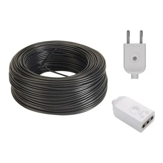Cable Bajo Goma 2x1 Mm Negro 10 Mts + Fichas Alargue