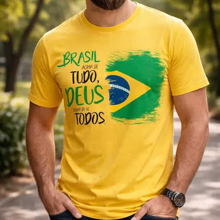 Camiseta Camisa Deus Acima De Todos Política Direita Brasil