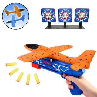 Lança Avião Pistola Infantil Planador Tiro Alvo Brinquedo Lança Avião Pistola Infantil Planador Tiro Alvo Brinquedo