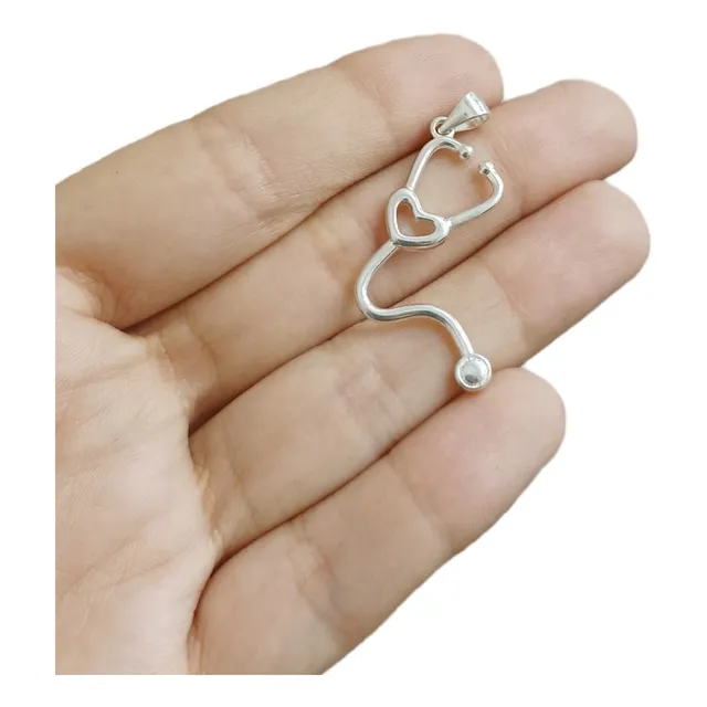 Dije Estetoscopio Corazón Plata 925 Regalo Mujer Medicina