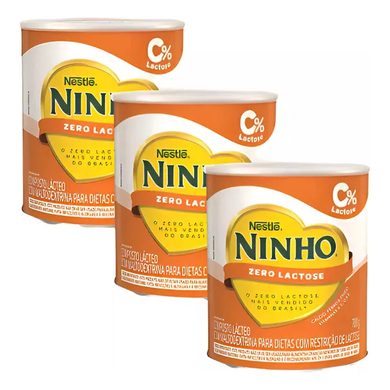 Composto Lacteo Ninho Zero Lactose Nestle 380g Kit C/3