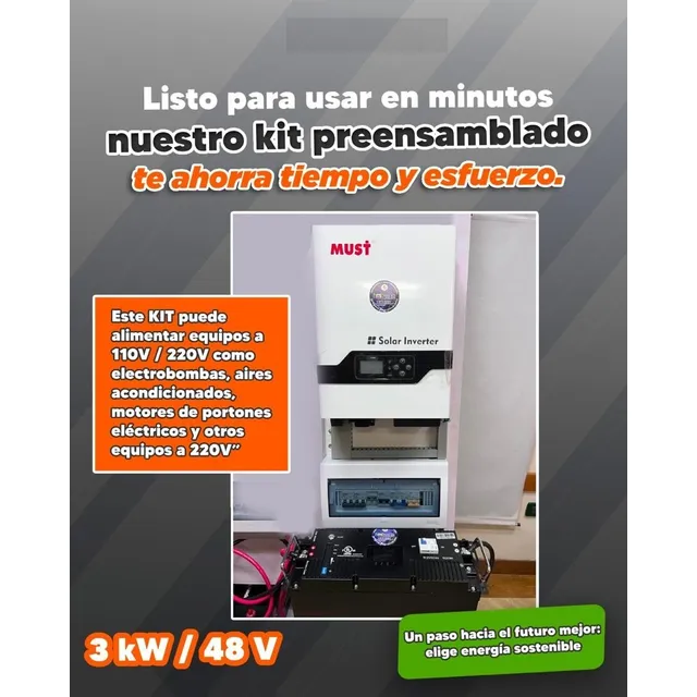 Kit Inversor Solar 3 Kw Batería De Litio 48 Voltios 100 Ah