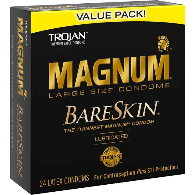 Trojan Magnum Bareskin Condones Grandes - Piel Desnuda 24 Pz